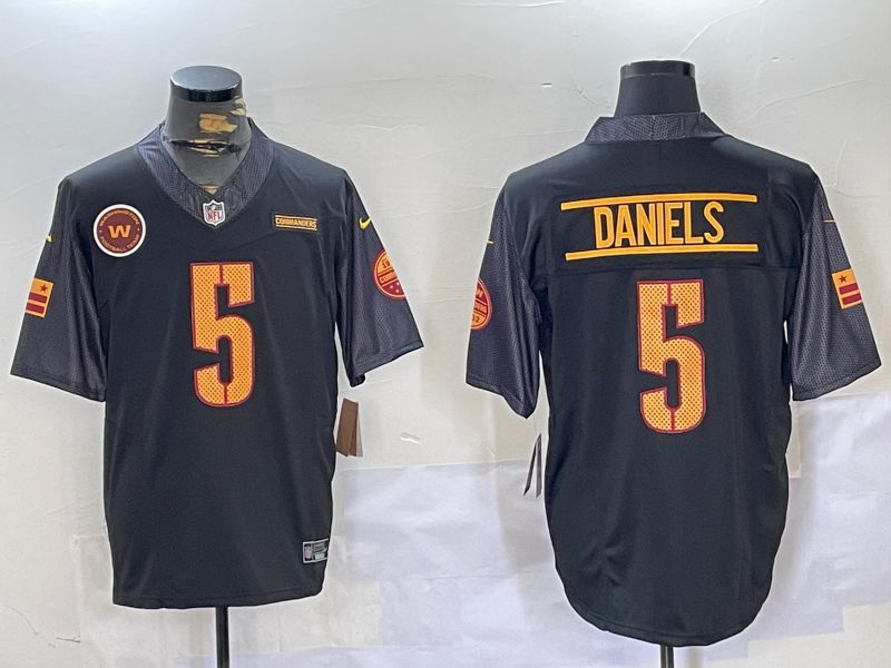 Men Washington Commanders 5 Daniels Black 2024 Nike Limited NFL Jersey style 2
